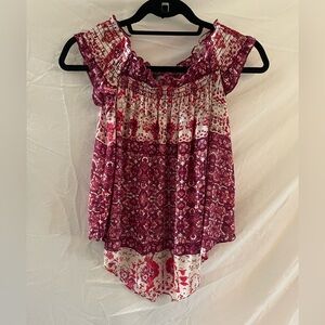 Abbeline Smocked Border Print Off-Shoulder Top